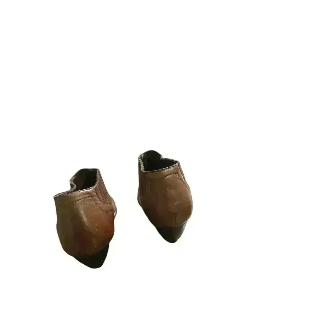 Vintage Circle S Wonens Brown Ankle Slip on Bootie Boots. Size 8M. 100% Leather